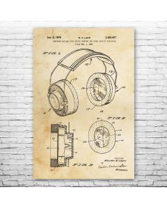 Headphones Poster Patent Print