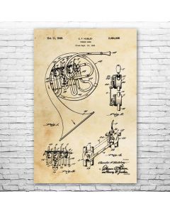 French Horn Poster Patent Print