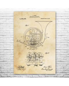 French Horn Patent Print Poster