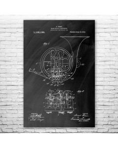 French Horn Poster Patent Print