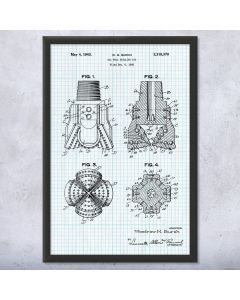 Oil Well Drill Bit Framed Patent Print
