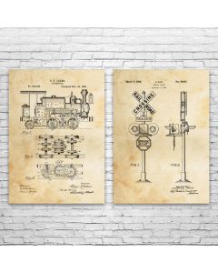 Train Railroad Patent Prints Set of 2