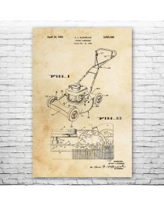 Lawn Mower Poster Patent Print