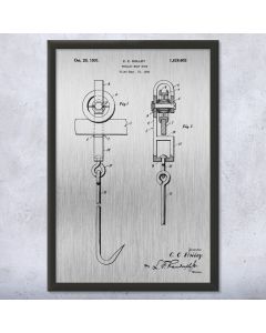 Trolley Meat Hook Framed Patent Print