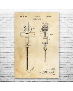Trolley Meat Hook Patent Print Poster