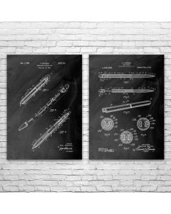 Pen & Pencil Patent Prints Set of 2