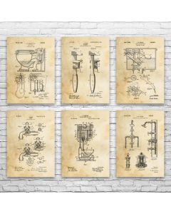 Plumbing Patent Posters Set of 6