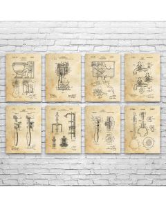 Plumbing Patent Prints Set of 8