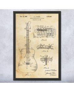 Acoustic Guitar Bridge Framed Patent Print