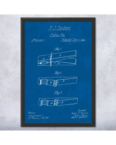 Clothes Pin Patent Framed Print
