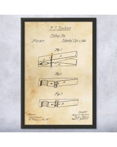 Clothes Pin Framed Patent Print