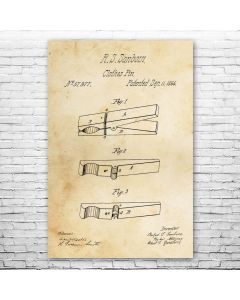 Clothes Pin Patent Print Poster