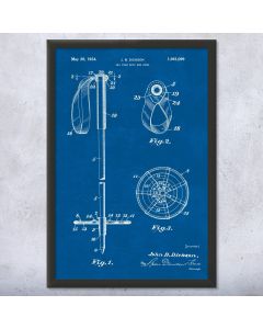 Ski Pole Grip & Ring Framed Patent Print
