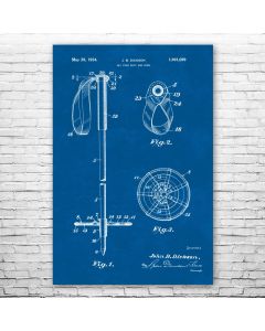 Ski Pole Grip & Ring Poster Patent Print