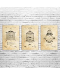 Bird Cage Patent Posters Set of 3