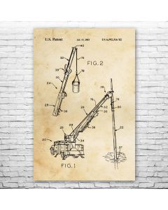 Digger Derrick Truck Poster Patent Print
