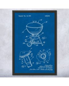Charcoal Kettle Grill Framed Patent Print