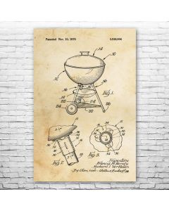 Charcoal Kettle Grill Patent Print Poster