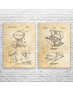 Barbecue BBQ Patent Prints Set of 2