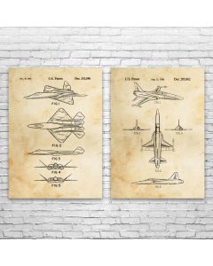 Fighter Jet Patent Prints Set of 2