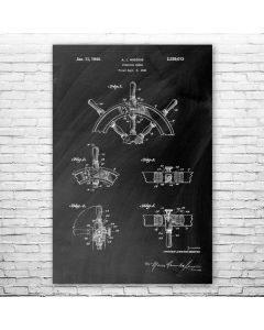 Ship Steering Wheel Poster Patent Print