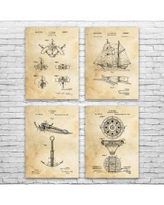 Nautical Sailing Patent Posters Set of 4
