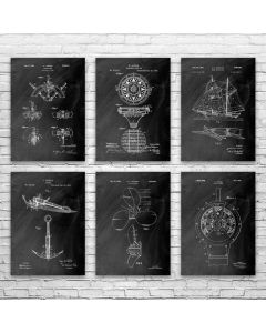 Nautical Sailing Patent Posters Set of 6