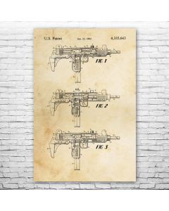 Uzi Submachine Gun Patent Print Poster