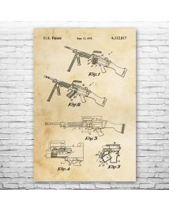 M249 SAW Machine Gun Patent Print Poster