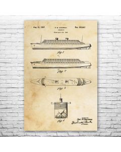 Steamship Poster Patent Print