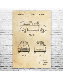 Retro Ambulance Patent Print Poster