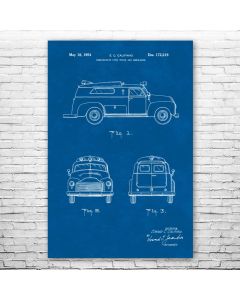 Retro Ambulance Poster Patent Print