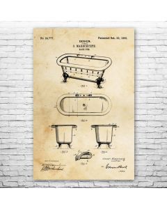 Vintage Bathtub Poster Patent Print