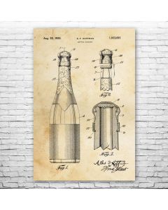Champagne Bottle Poster Patent Print