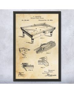 Pool Table Framed Patent Print