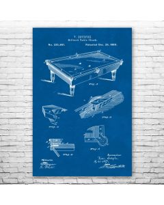 Pool Table Patent Print Poster
