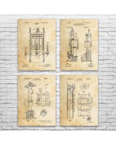 Elevator Patent Prints Set of 4