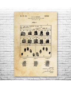 Fingerprint Card Patent Print Poster