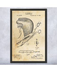 Barbers Scissors Framed Patent Print