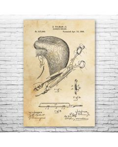 Barbers Scissors Patent Print Poster