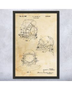 Diving Helmet Framed Patent Print