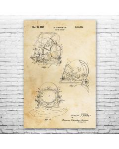 Diving Helmet Patent Print Poster