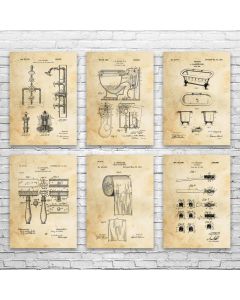 Bathroom Patent Posters Set of 6