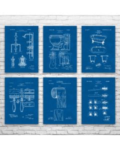 Bathroom Patent Posters Set of 6