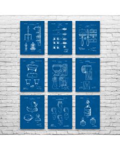 Bathroom Patent Posters Set of 9