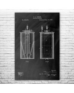 Thomas Edison Voltaic Battery Patent Print Poster