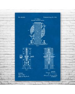 Nikola Tesla Magentic Motor Poster Patent Print
