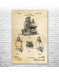 Locomotive Headlight Poster Patent Print