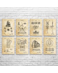 Train Railroad Patent Prints Set of 8