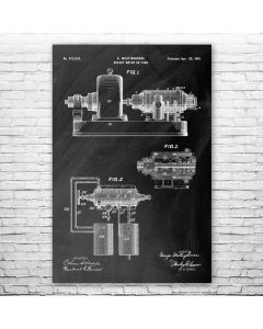 Westinghouse Rotary Motor Patent Print Poster